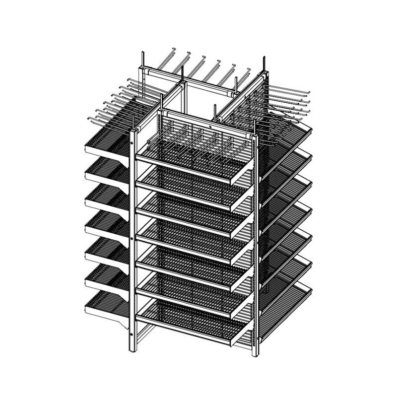 Metal Customized Retail Store Fixtures Gondola Display Rack